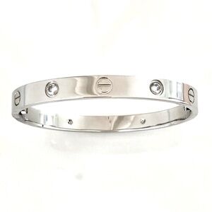 Screw Cuff Bangle Bracelet Silver with Stones